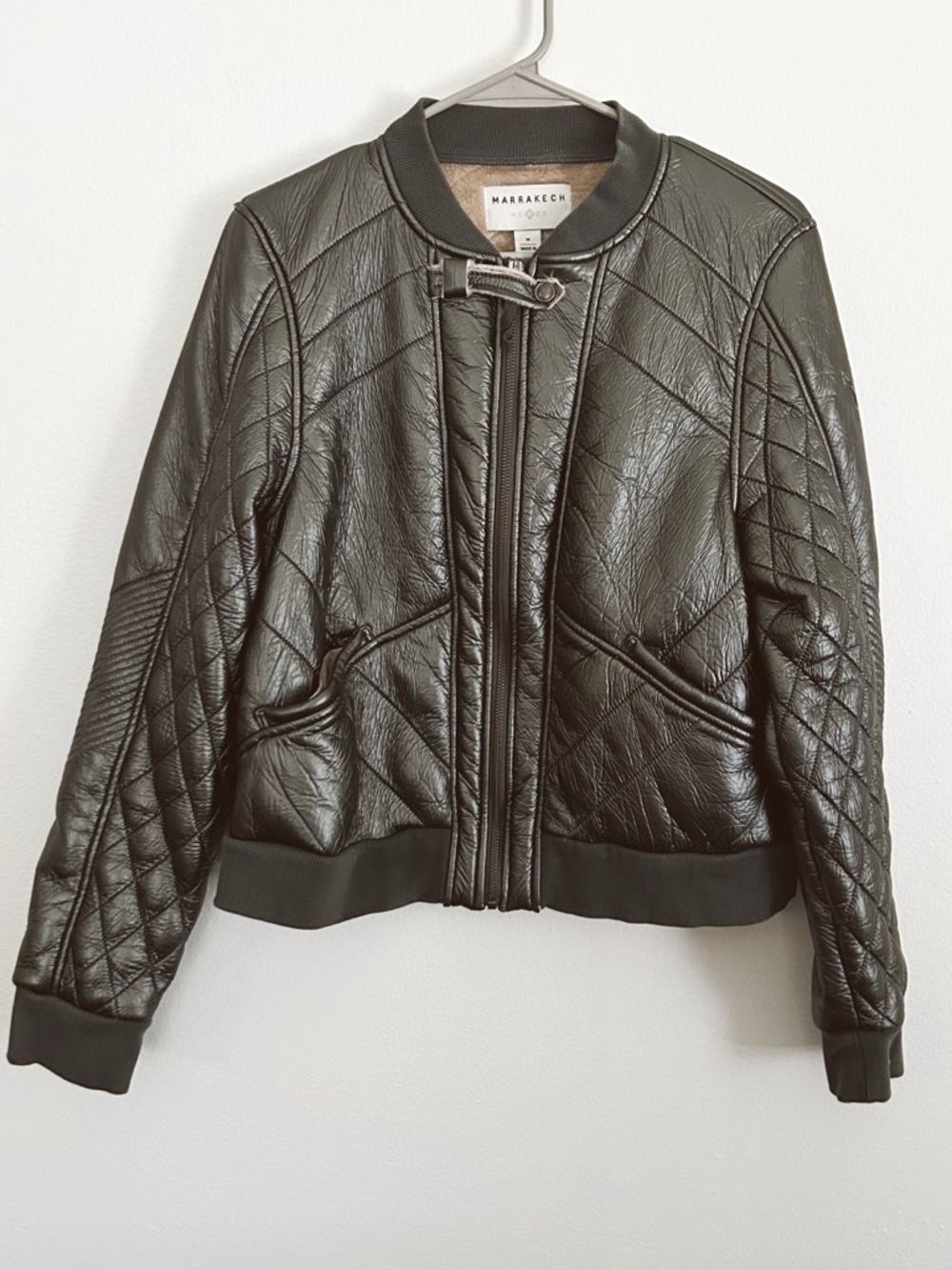 Anthropologie Marrakech Silver Gray Quilted Bomber Jacket